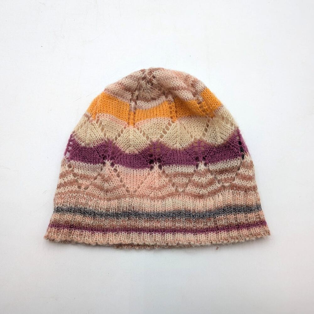 Missoni Foulard Multicolor Mohair Blend Knit Beanie Women's Hat Made In Italy